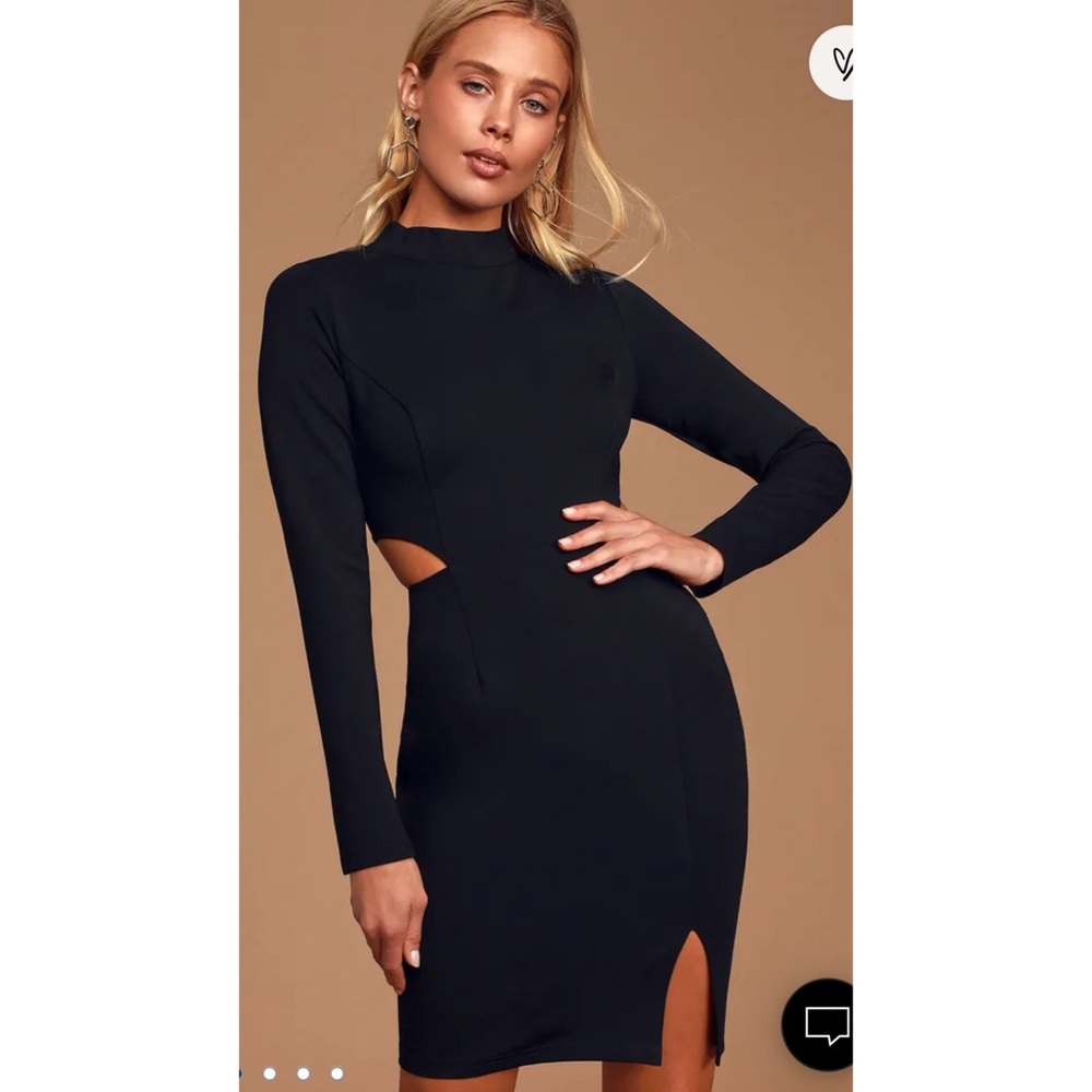 NWT New Lulus Awestruck Black Long Sleeve Cutout Bodycon Dress Extra Large XL